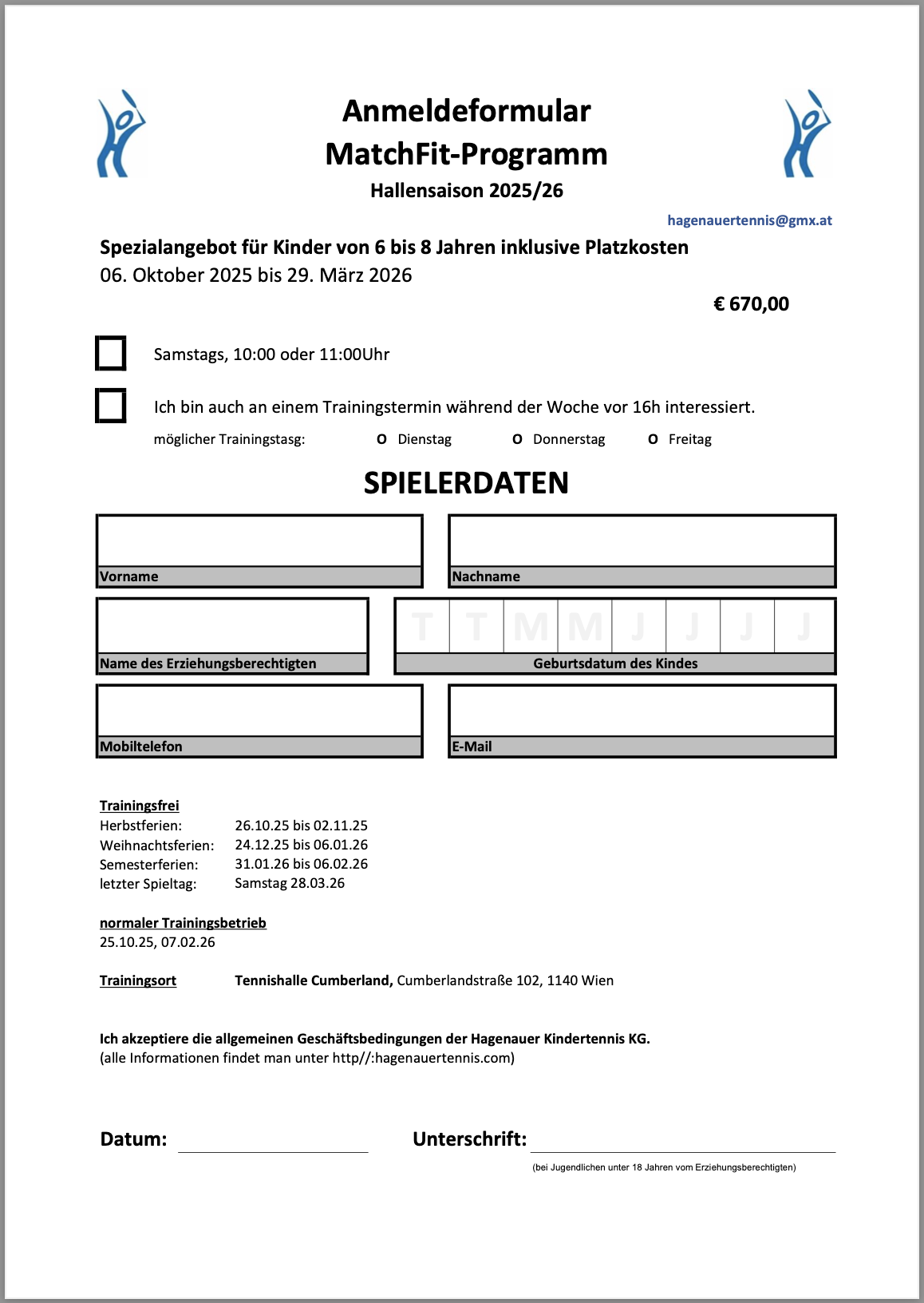 Anmeldeformular MatchFit-Programm