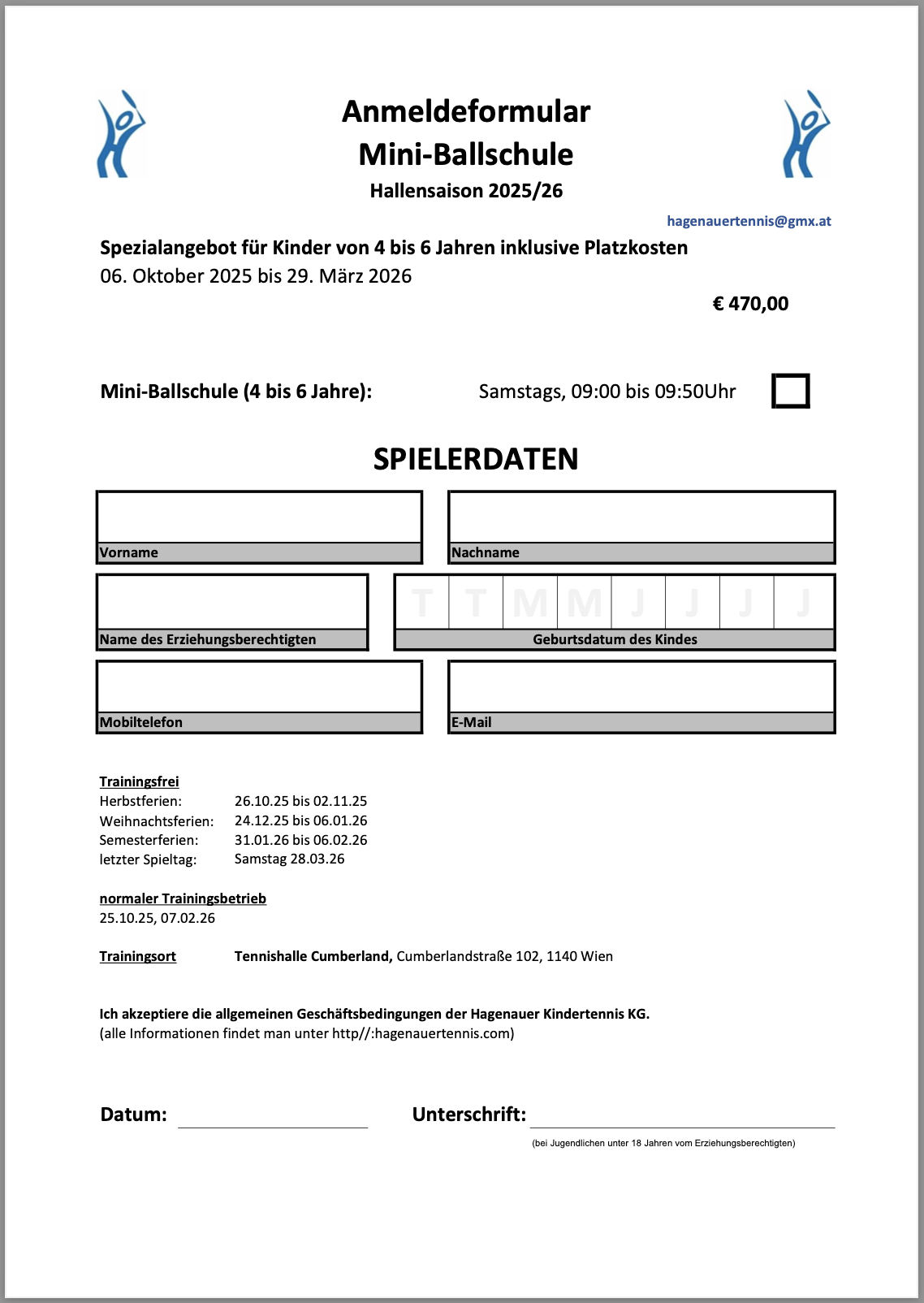 Anmeldeformular Mini-Ballschule W25/26