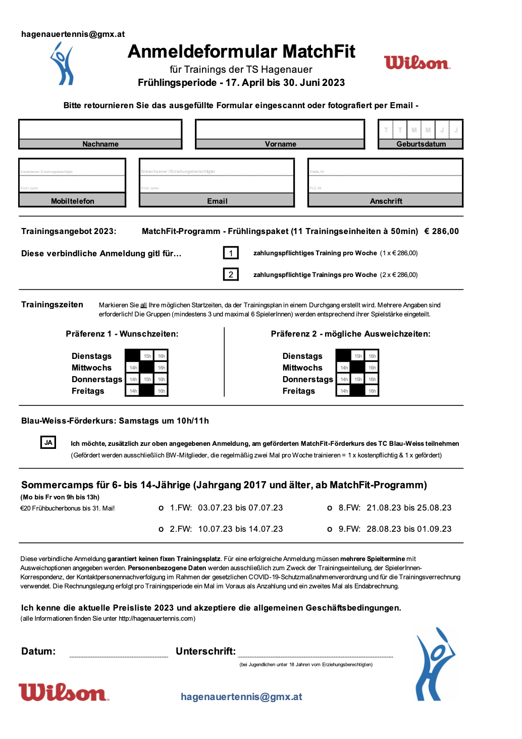 MatchFit Anmeldung