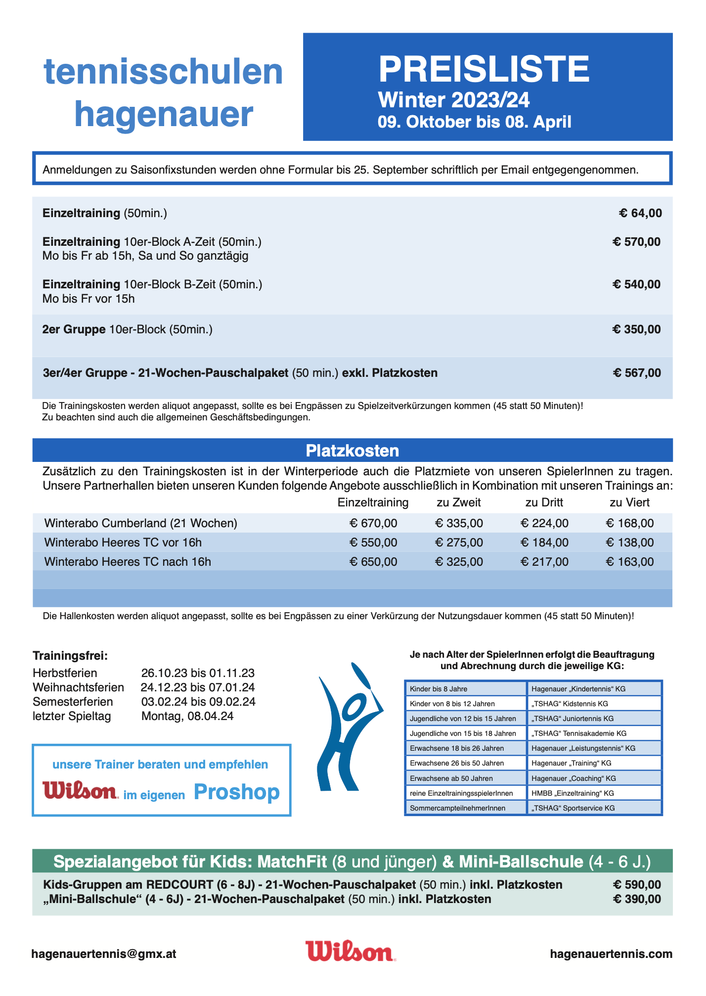 Preisliste 2023/24